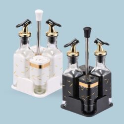 221# 4PCS SET CONDIMENTERO VIDRIO MARMOL /016101