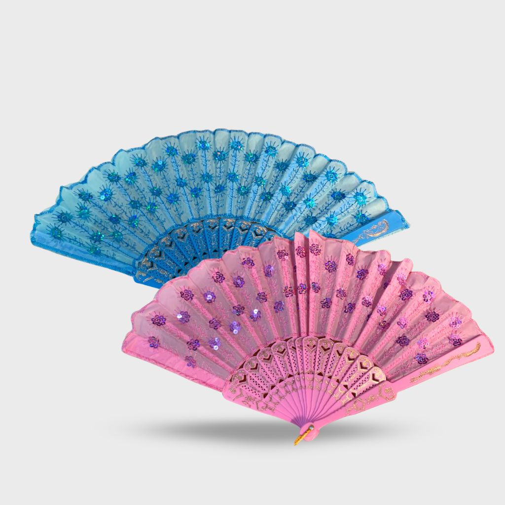 ABANICO COLOR LENTEJUELA 12PCS /008138